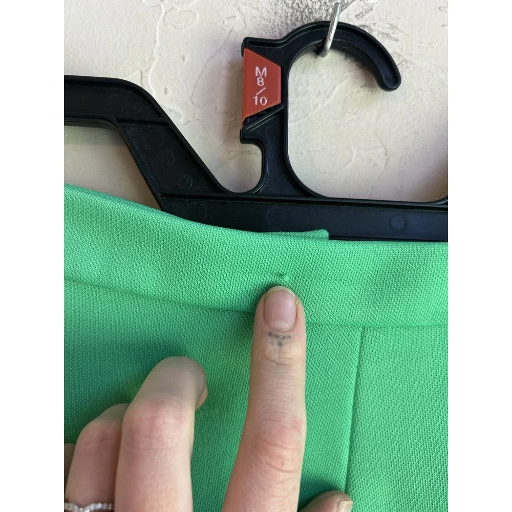 Vintage 1970s Handmade Lime Green Wide Leg Flare Pants 25 Preppy Retro Mod Disco - Picture 7 of 9